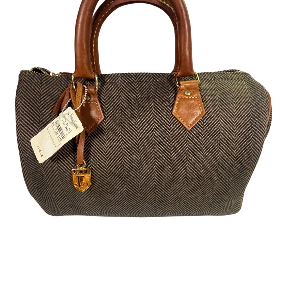 Neiman Marcus With Tag Vintage Navy and Tan Chevron Women's Bag